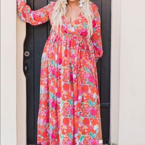 New With Tag! Pink Lily Vibrant Maxi Dress